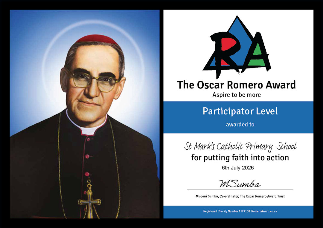 The Oscar Romero Award Certificate